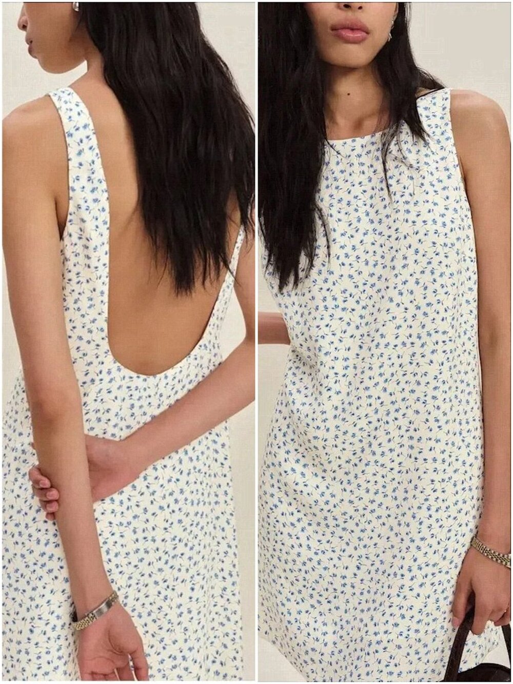 Reformation Rosemond Micro Floral Low Back Mini Dress